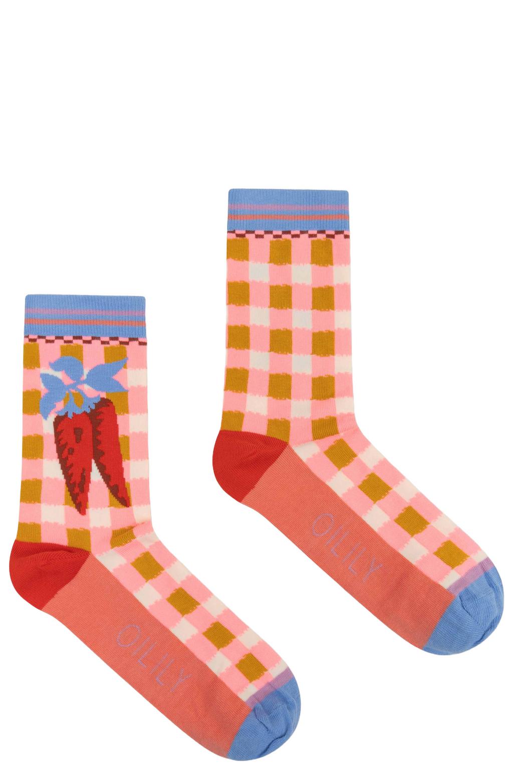 Oilily geruite sokken Asockies roze