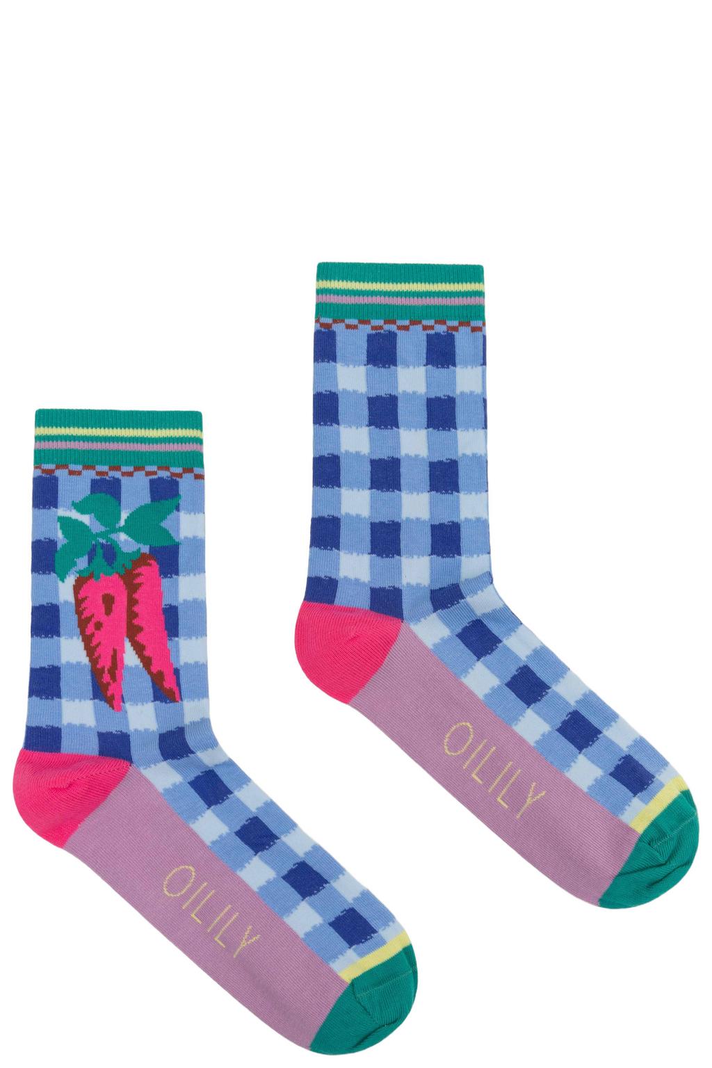 Oilily geruite sokken Asockies blauw