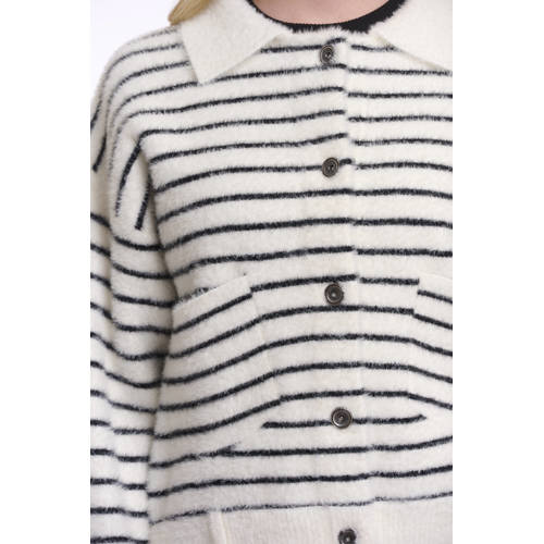 Rino & Pelle gestreepte sweatvest ecru gebreid afbeelding