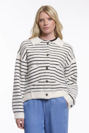 gestreepte sweatvest ecru gebreid