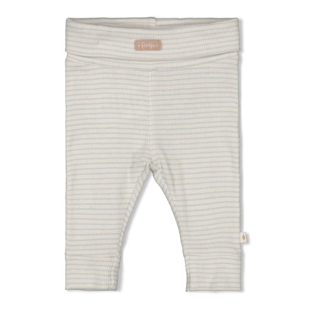 Lichtblauwe jongens Feetje babybroek The Magic is in You offwhite met regular fit en regular waist