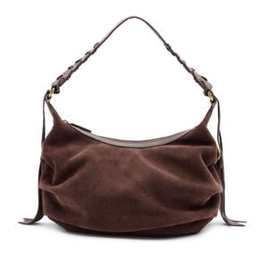 suede schoudertas bruin
