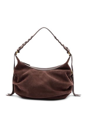 suede schoudertas bruin