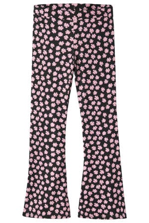flared gebloemde casual broek zwart