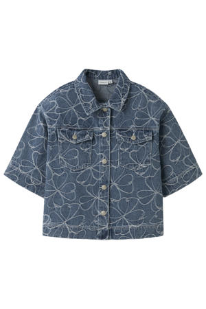 denim gebloemde blouse medium blue denim