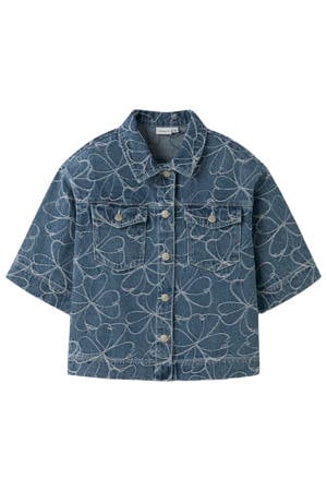denim gebloemde blouse medium blue denim