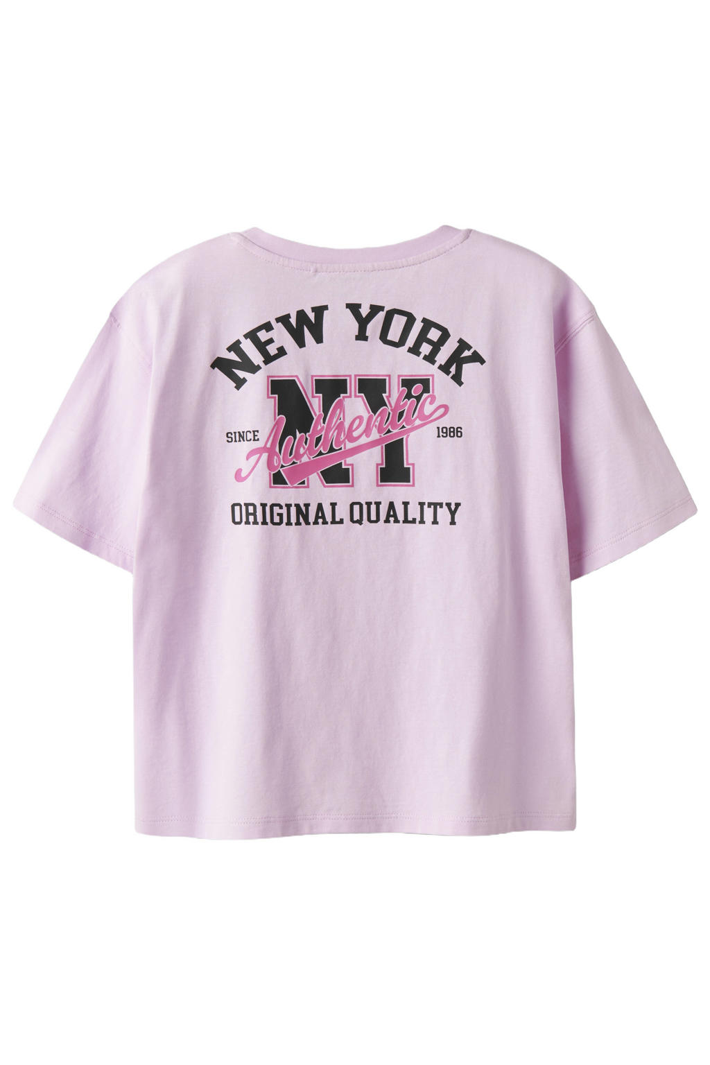 Lichtroze meisjes NAME IT KIDS T-shirt van katoen met backprint, korte mouwen en ronde hals