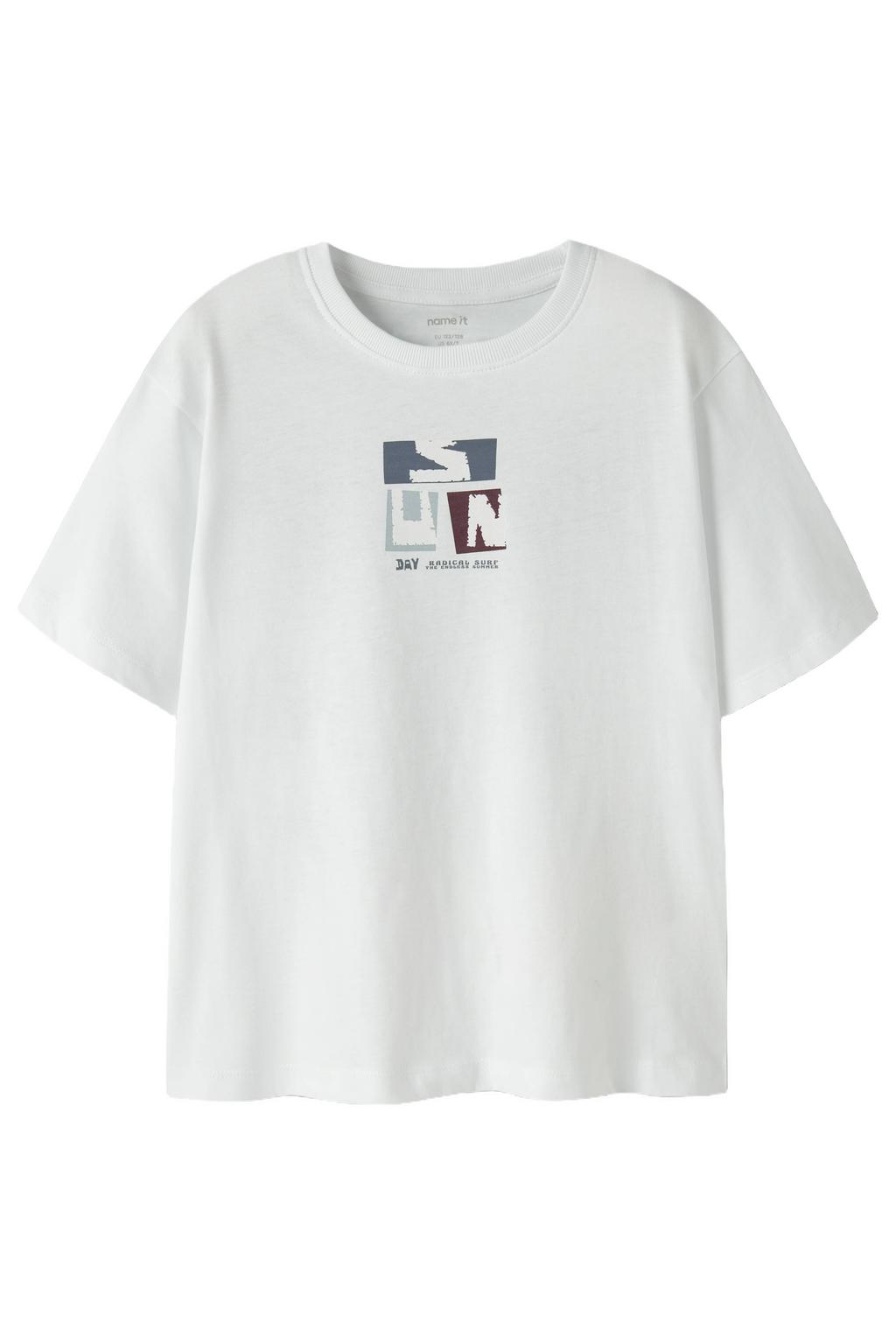 Witte jongens NAME IT KIDS T-shirt van katoen met backprint, korte mouwen en ronde hals