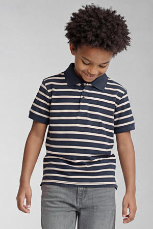 gestreepte polo donkerblauw/wit