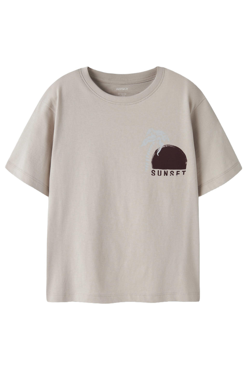 Lichtgrijze jongens NAME IT KIDS T-shirt van katoen met backprint, korte mouwen en ronde hals