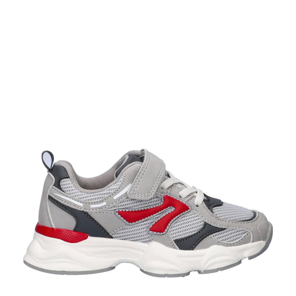 Grijze jongens Nelson Kids sneakers van textiel met elastische veter- met klittenbandsluiting