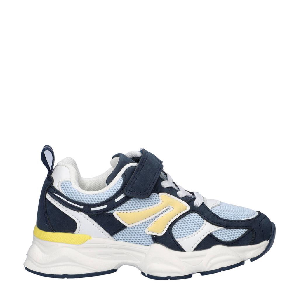Blauwe jongens Nelson Kids sneakers van textiel met elastische veter- met klittenbandsluiting