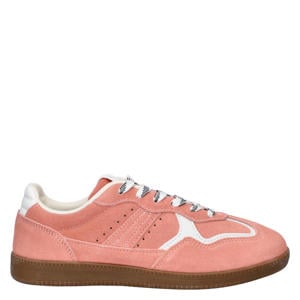 suède sneakers koraalrood