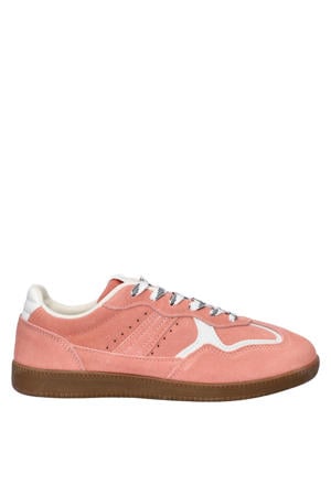 suède sneakers koraalrood