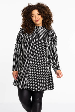 gestreepte tuniek Plus Size - zwart