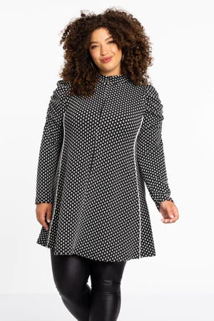 gestreepte tuniek Plus Size - zwart