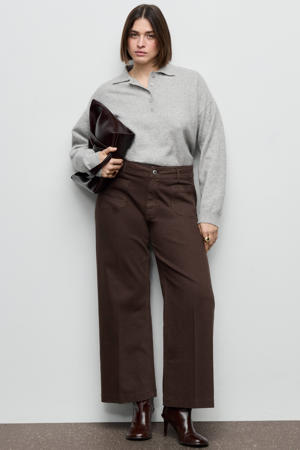 high waist wide leg jeans donkerbruin