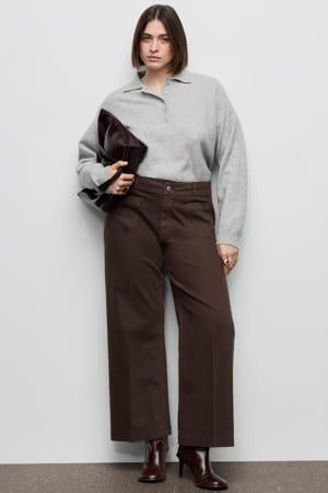 high waist wide leg jeans donkerbruin