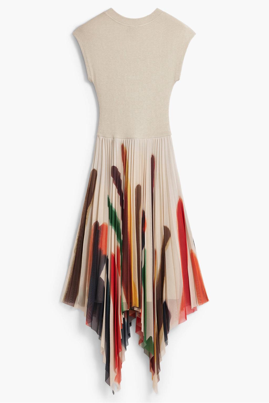 Ecru en multikleurige dames Desigual zomerjurk van polyester met korte mouwen en ronde hals