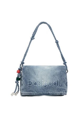 denim schoudertas blauw