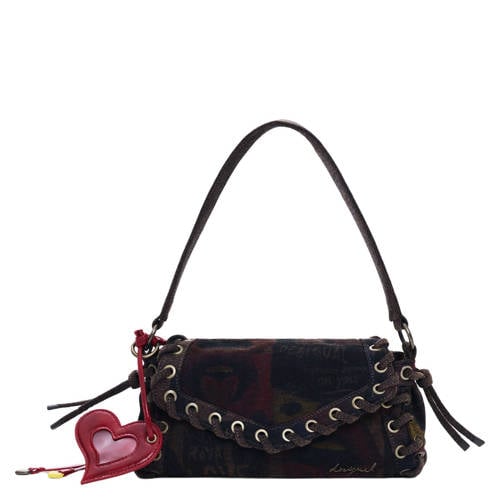 Desigual schoudertas met print donkerbruin afbeelding