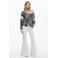 Desigual gestreepte gebloemde off shoulder trui zwart