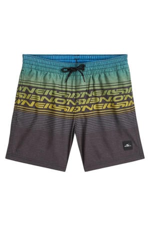 zwemshort Logo Stripe bruin/turquoise