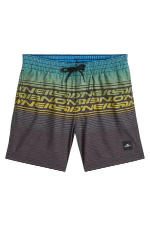 zwemshort Logo Stripe bruin/turquoise