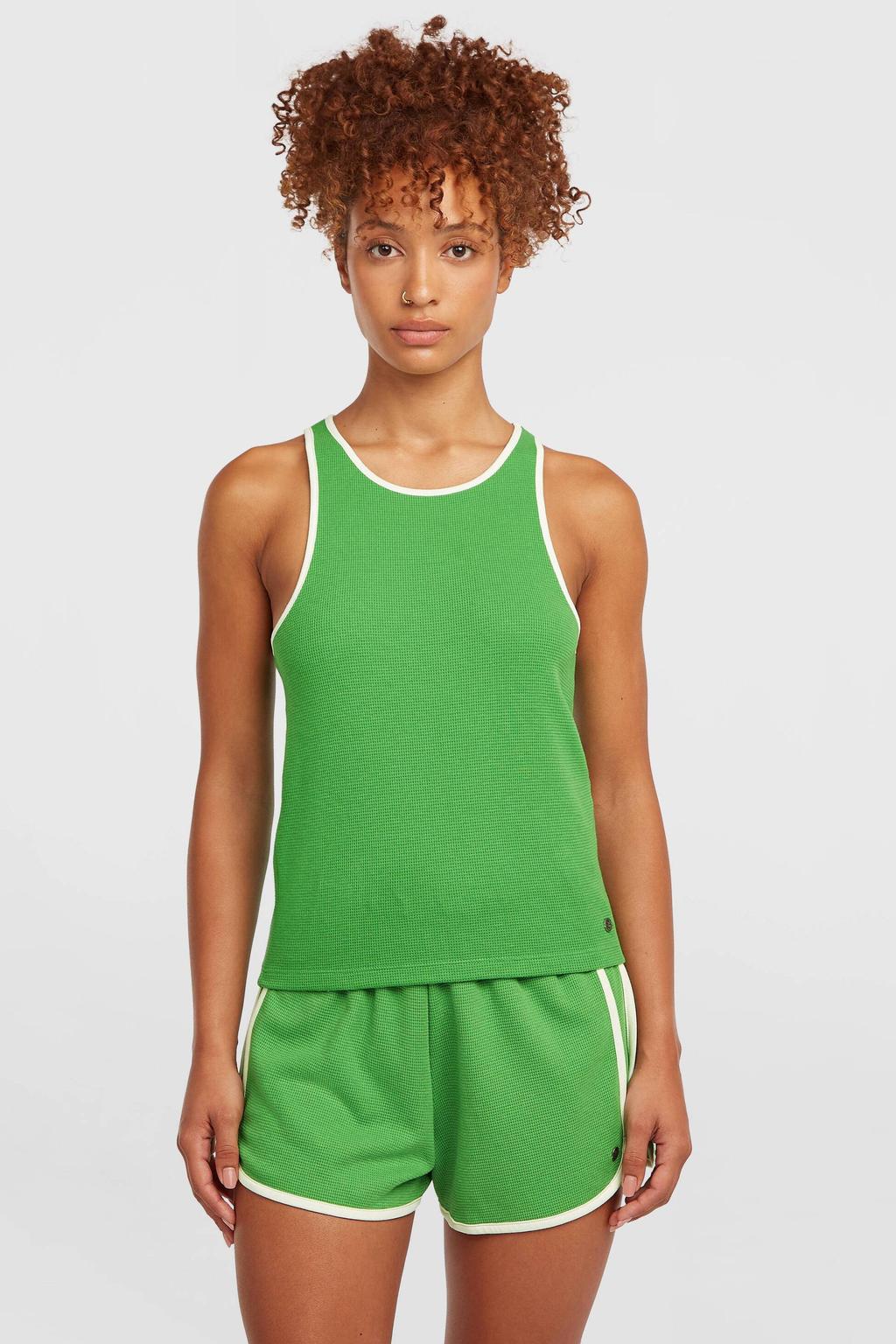 Groene dames O'Neill mouwloze top van polyester met effen, ronde hals en textuur