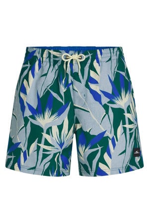 zwemshort Print 16" donkergroen/blauw