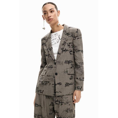 Desigual geruit regular blazer grijs melange afbeelding