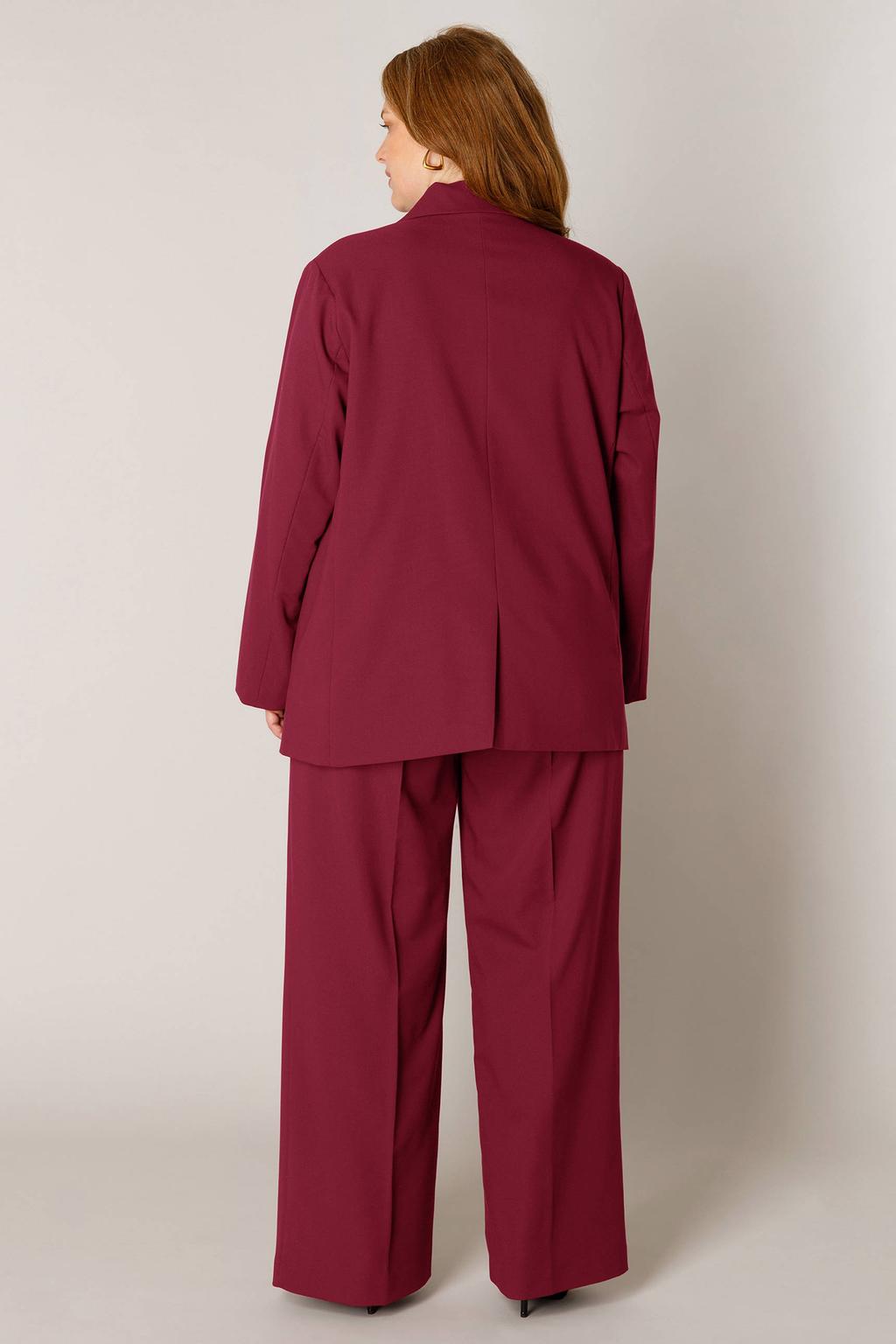 Donkerrode dames Base Level Curvy regular blazer van polyester met effen en lange mouwen