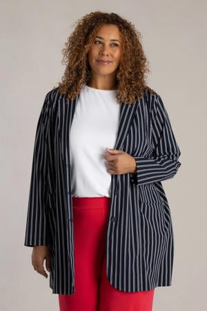 gestreepte oversized blazer donkerblauw