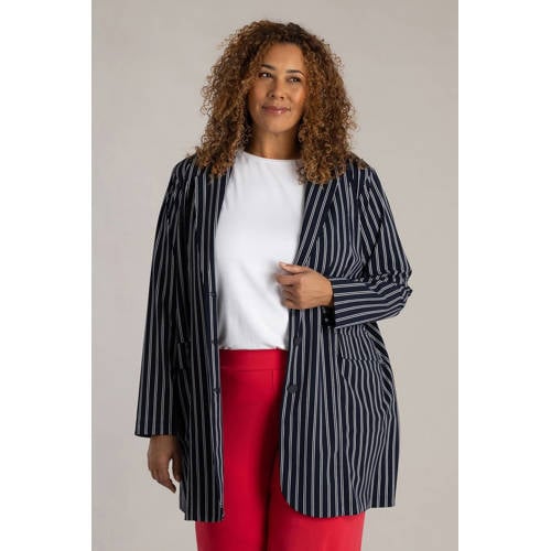 Colletta gestreepte oversized blazer donkerblauw afbeelding