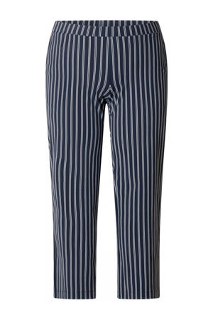 straight high waist gestreepte casual broek donkerblauw