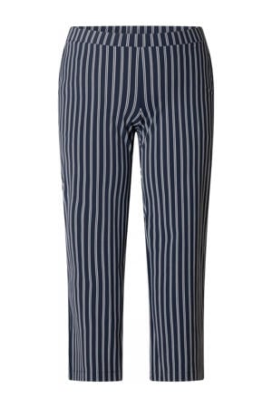 straight high waist gestreepte casual broek donkerblauw