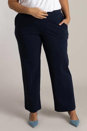 straight regular waist casual broek donkerblauw