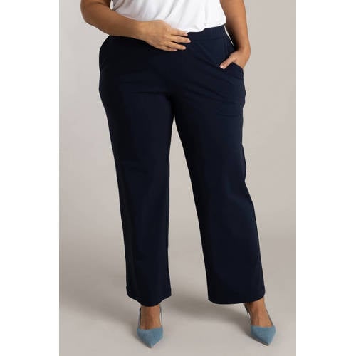 Colletta straight regular waist casual broek donkerblauw afbeelding