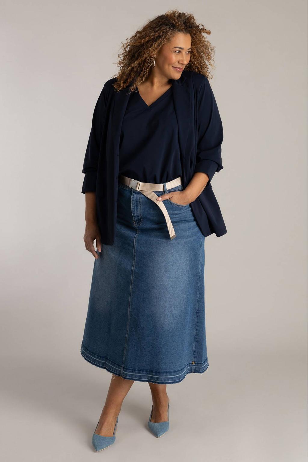 Donkerblauwe dames Colletta regular blazer van polyamide met effen, lange mouwen, reverskraag en knoopsluiting