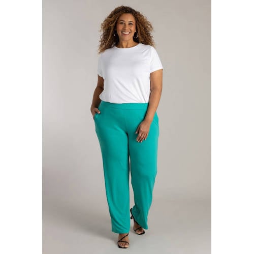 Colletta straight high waist casual broek turquoise afbeelding