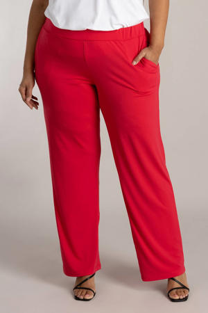 straight high waist casual broek rood