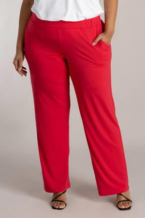 straight high waist casual broek rood