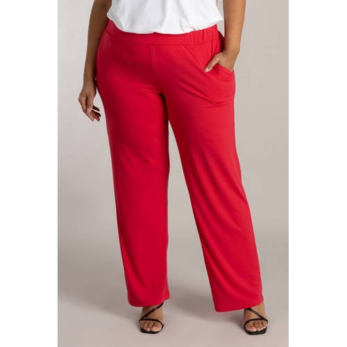 Colletta straight high waist casual broek rood afbeelding