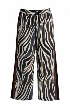regular waist broek met zebraprint zwart