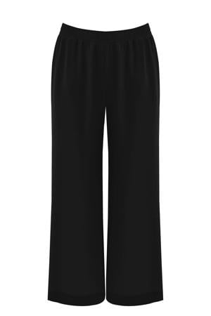 wide leg regular waist broek zwart