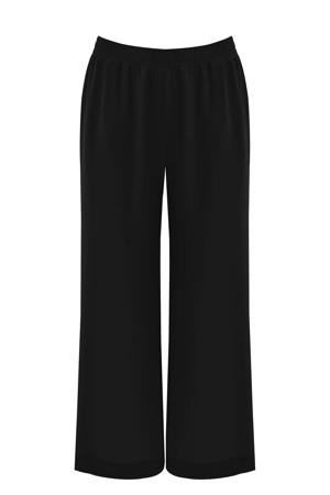 wide leg regular waist broek zwart