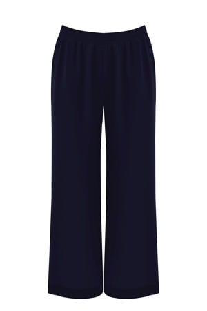 wide leg regular waist broek donkerblauw