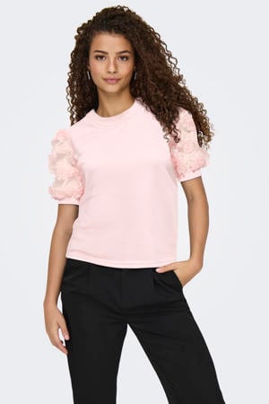 top met mesh lichtroze