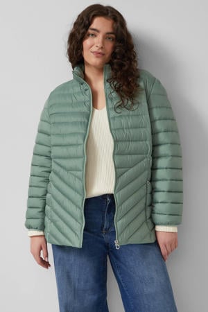licht gewatteerde jas turquoise