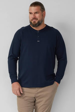 trui rib gebreid donkerblauw